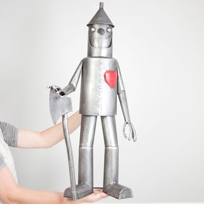 Bits and Pieces - 30.5” Tall Tin Woodsman with a Heart Garden Statue - Yard Decorations - Outdoor Sculptures - Garden Decor - Tin Man Yard Art