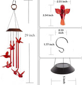 Cardinal Solar Wind Chimes for Outside, Solar Powered Chime Light, Cardinal Wind Chimes for Loss of Loved One,LED Windchimes Outdoor Cardinal Gifts for Home Garden Decor