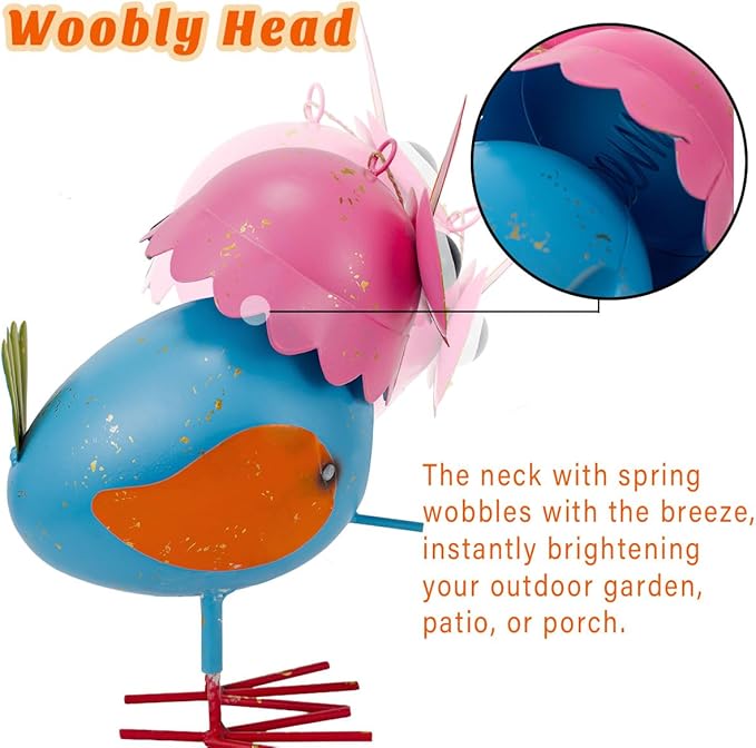 Metal Owl Garden Statues Yard Art Animal Sculpture Garden Figurines Outdoor Decor Lawn Ornaments Hanging Decorative Bird House for Outside