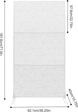 Metal Privacy Screen, 72" H x 36" W Freestanding Privacy Screens, Patio Decorative Metal Fence Panels with Stand, Portable Divider Screens, for Backyard/Patio/Deck (White-Rhombic, 72''H×36''W)