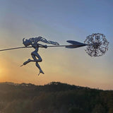 Flower Fairy Dancing with Dandelion, Fairy Garden Sculptures, Angel Metal Ornaments Gardens Art Sculpture, Stainless Steel Statue Garden Ornaments Art Decorations for Outdoor Yard Lawn Patio (E_3D)