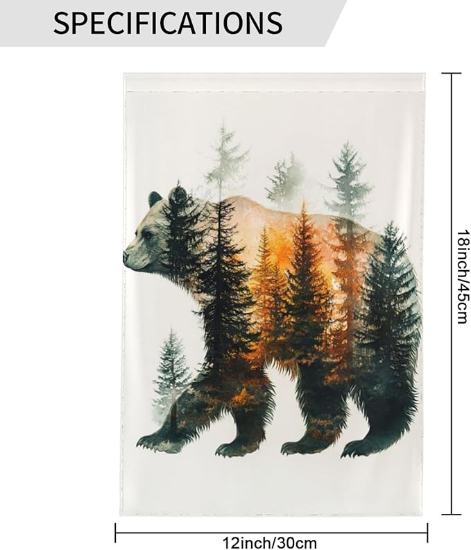 Bear Garden Flags 12×18 Inch Forest Double Sided Decorative Yard Banner Seasonal Flag for Outdoor Outside Decor