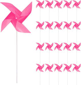 HARFINGTON 50pcs Windmills for The Yard Garden 15" x 7.5" 4 Leaves Pinwheels Wind Mills Spinners Windproof Waterproof Bird Devices with Stakes for Patio Decor, Pink