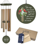 Personalized Sympathy Wind Chime, Cross Wind Chime, Memorial Wind Chimes Deep Tone, Bereavement/Memorial Gift in Memory of Loved One, Loss of Mother, Father, Product in USA