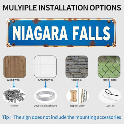 Vintage "NIAGARA FALLS" Tin Sign 16 * 4 Inches, Outdoor Sign for Patio Garage Bedroom Bar, Unique Wall Decor Mens Room Accessories Retro Home Decor