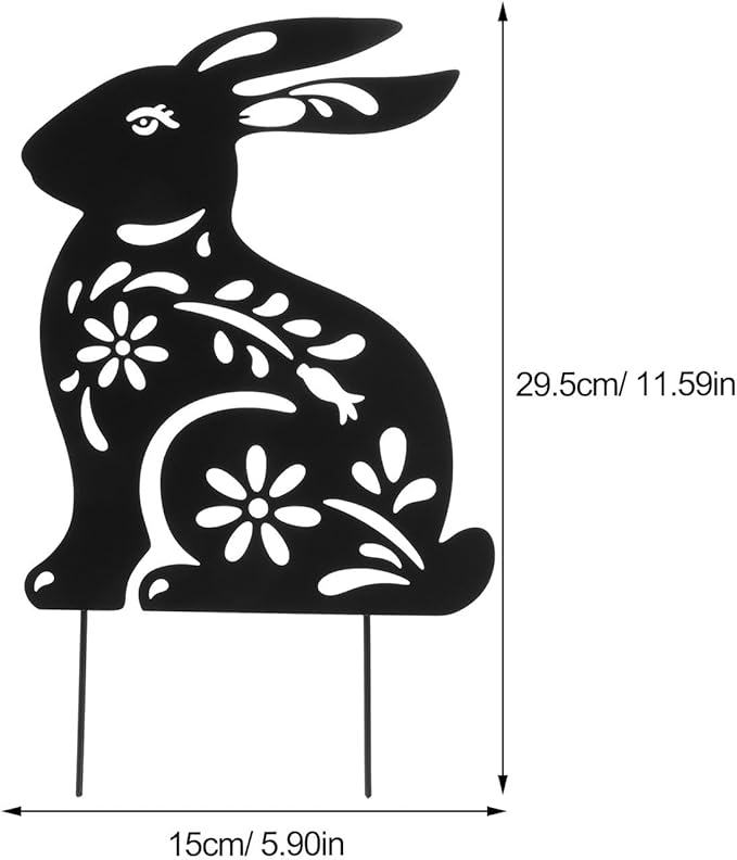 Yardwe Metal Rabbit Garden Stake Outdoor Decor Hollow Iron Bunny Yard Art for Lawn Patio Flowerbeds Weather-Resistant Garden Ornament