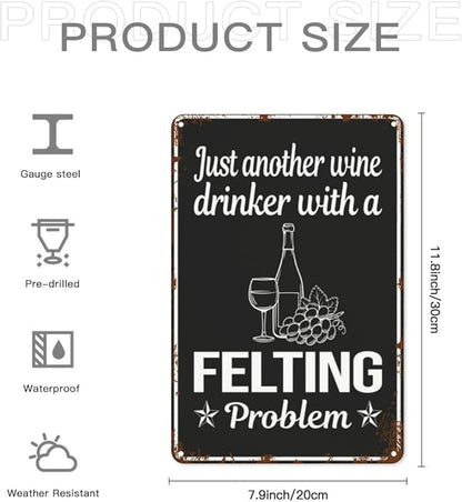 Vintage Retro Metal Wall Decor Signs Wine Drinker Felg Felt Felters for Home,Kitchen,Bathroom,Patio & Garden Inspirational & Funny Life Quotes 8x12 Inches