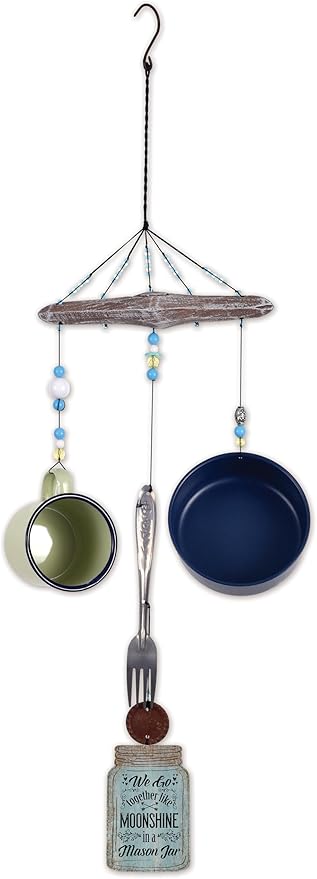Sunset Vista Designs Windchimes - Campfire Chimes Rustic Outdoor Cookware Mobile Windchime, 24" Long, Moonshine