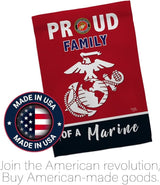Proud Family Marines Garden Flag - Armed Forces Marine Corps USMC Semper Fi United State American Military Veteran Retire Official - House Banner Small Yard Gift Double-Sided Made in USA 13 X 18.5
