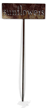 Classic Metal Garden Markers 19 Inches Tall (sunflowers, Naturally Rusted)