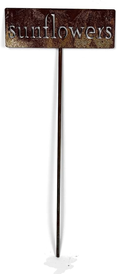 Classic Metal Garden Markers 19 Inches Tall (sunflowers, Naturally Rusted)