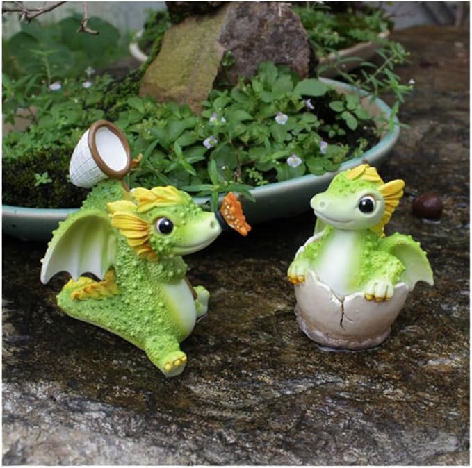 Garden Statue Resin Garden Figurine Creative Animal Statue Portable Garden Sculpture for Yard Lawn Porch Ornament 2PCS