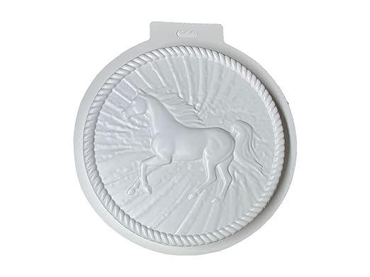 Jasper Running Horse Stepping Stone Mold, Concrete Stepping Stone Mold, Garden Decor Mold, 15.5" Circle ***NOT A Finished Stone***