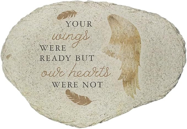 GiftsForYouNow Angel Wings Memorial Garden Stone, Your Wings were Ready Sympathy Gift, Bereavement Outdoor Marker, Loss of Loved One Tribute