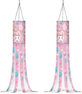 Jeiento Cute Rabbit Windsock Flag Pack of 2,Spring Outside Decoration 40 Inch Wind Socks Happy Easter Day Windsock Flags Hanging for Front Yard Patio Lawn Garden Party Decoration