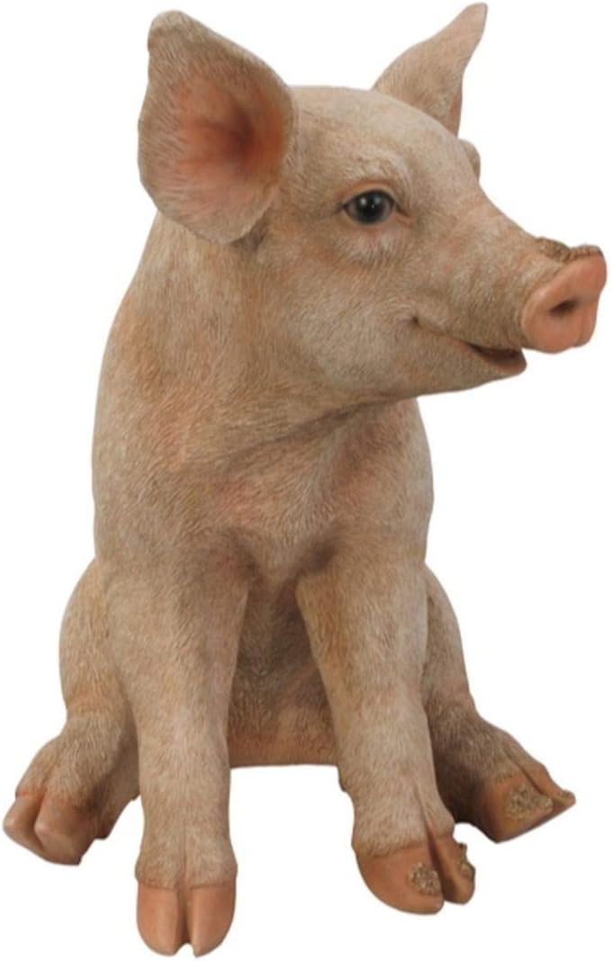 HI-LINE Sitting Pig Outdoor Garden Statue - 18"