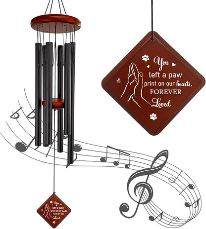 Pet Memorial Gifts for Loss of Dog, 26" pet Memorial Wind Chimes for Outside, Loss of Dogs Sympathy Gift, You Left a paw Print on Our Hearts in Memory of Pets Windchimes