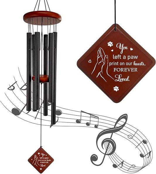 Pet Memorial Gifts for Loss of Dog, 26" pet Memorial Wind Chimes for Outside, Loss of Dogs Sympathy Gift, You Left a paw Print on Our Hearts in Memory of Pets Windchimes