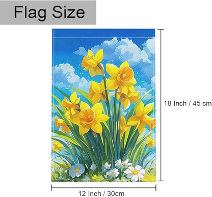 Gkyygk Welcome Garden Flag Yellow Daffodils Flower 12x18 Inch Double Sided Burlap Banners Yard House Seasonal Farmhouse for Men Women