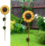 Metal Sunflower Garden Stakes Flower Yard Art Planter Stake Party Lawn Pathway Walkway Patio Decor Yard Sign Indoor Outdoor Decoration (22.5")