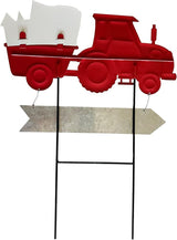 Vintage Metal Truck Yard Stake with Seasonal Sign Loads Metal Easter Welcome Sign for Outdoor Merry Christmas 4th of July Fall Harvest Spring Easter Garden Lawn Pathway Decor