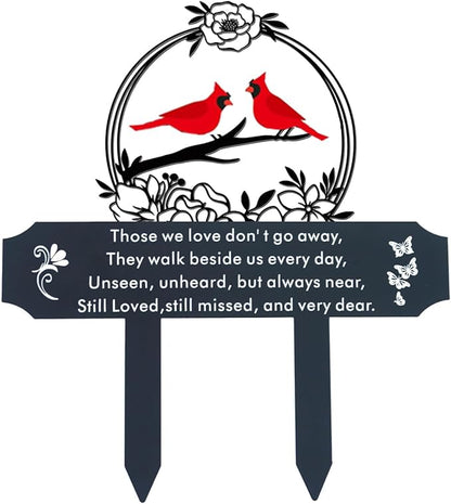 Cardinals Memorial Grave Markers for Cemetery Memorial Stakes Metal Grave Decorations for Loss of Mother Father Outdoors Yard Garden Sympathy Decor (Red Cardinal)