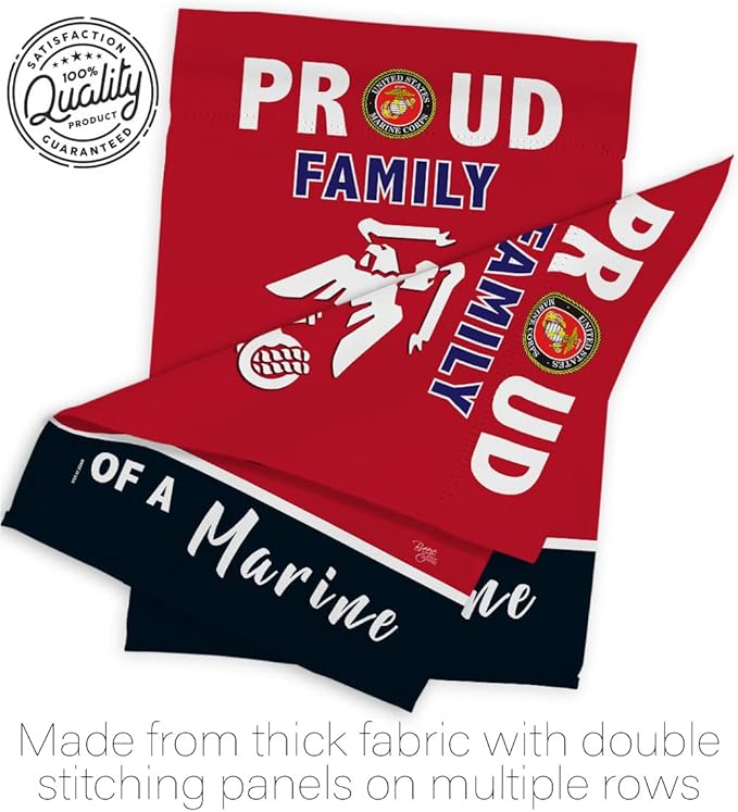 Proud Family Marines Garden Flag - Armed Forces Marine Corps USMC Semper Fi United State American Military Veteran Retire Official - House Banner Small Yard Gift Double-Sided Made in USA 13 X 18.5
