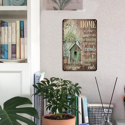 YOYI ART Garden Patio Signs for Outside - Vintage Metal Tin Signs, Humming-bird and Flower, Outdoor Wall Decor for Patio, Backyard, Garden Fence, Porch, Farm House and Yard Wall Art Decor, 8 x 12 inch
