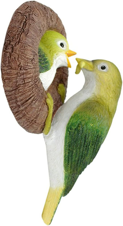 Garden Statues Resin Bird Figurines Art Sculpture, Hanging Garden Statue Tree Peeker Ornament for Patio Lawn Porch Yard Outdoor Decorations Yard Ornaments Decor