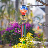 Starsoul Solar Wind Chimes for Outside, Colorful Hot Air Balloon Wind Chime with Flickering Flame, Outdoor Glass Windchimes Garden Decor, Gift for Mother's Day