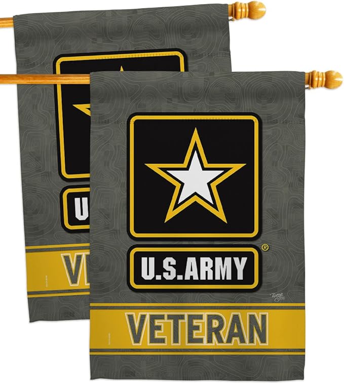 US Army Veteran House Flag - 2 pcs Pack Armed Forces Rangers United State American Military Retire Official - Decoration Banner Small Garden Yard Gift Double-Sided Made in USA 28 X 40