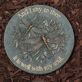 Roman Bronze Blue Patina Decorative Stepping Stone, Resin, Outdoor Decoration (9in Height, Soul)