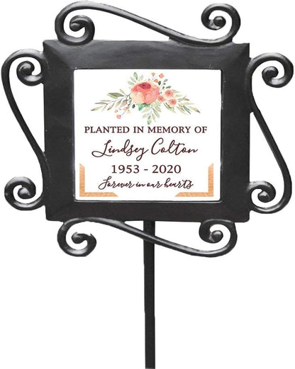 GiftsForYouNow Personalized Planted in Memory of Floral Garden Stake