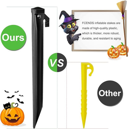 Plastic Inflatable Stakes Set, Include 12PCS Tent Stakes, 12Pcs of Hooks, and 65.5 FT Rope for Halloween Christmas Holiday Inflatables Garden Decorations