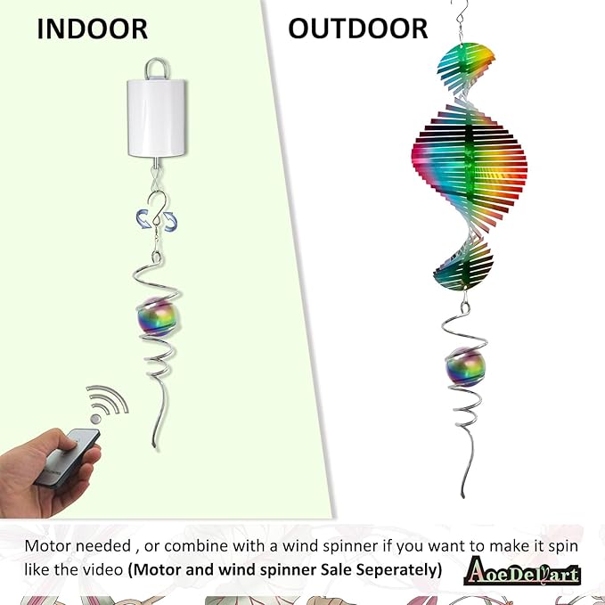 Aoedelyart Multi Color Wind Spinner Tail Gazing Ball Spiral Decorative Wind Spinners Sun Catcher Visual Illusion Wind Spinner Stabilizer Indoor Outdoor Garden Decoration,Garden Gift-13in Height