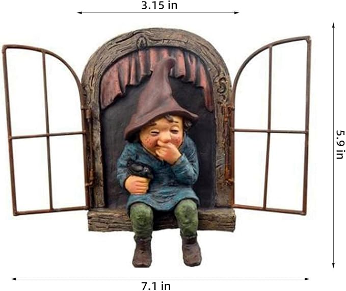 YWHWXB Elf Out The Door Tree Hugger,Garden Gnome Fairy Statue,Funny Garden Tree Decoration,Hanging Hand-Painted Sculpted Tree Faces Decor for Patio Yard Lawn Porch Decoration