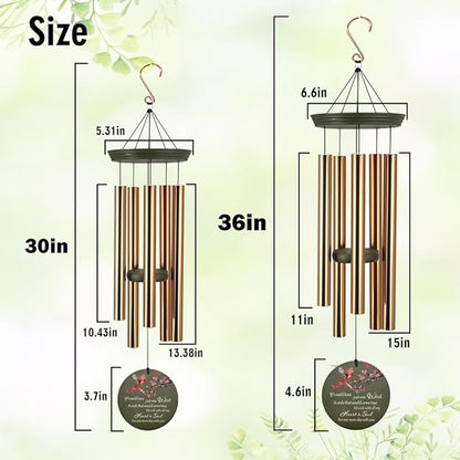 Personalized Cardinal Wind Chimes, 36inch Memorial Wind Chimes, in Loving Memory of Dad/Mom, Custom Sympathy Mourn Gifts, Condolences Wind Chime Outdoor (Produced in USA)