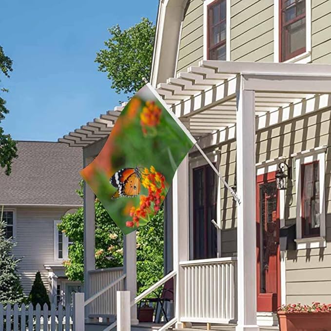 Swono Orange Black Butterfly Flag Orange Flower Bouquet Garden Spring Summer Outdoor Garden Flag Indoor Flag Home Decor Standing Farm Flag Banner 3x5ft