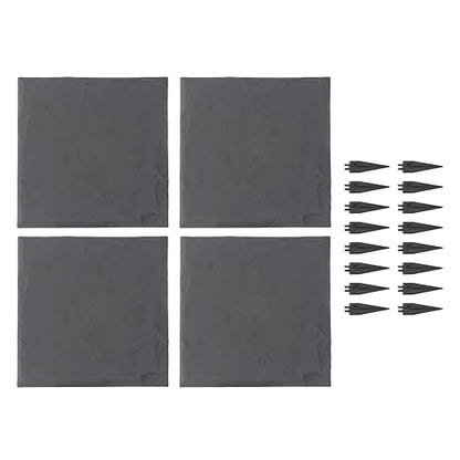 Alomejor Polypropylene Stepping Stone Set with Ground Stake Unique Textured Design Weatherproof Garden Dcor 4 Pack (Grey)