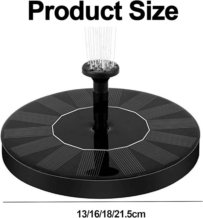 Solar Bird Bath Fountain Pump, Solar-Powered Bird Fountains, 2.5w Solar Fountain Pump with 6 Nozzles for Pond, Pool, Garden, Fish Tank (16 cm with Light)