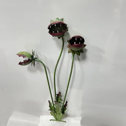 Whimsical Metal Carnivorous Plant Garden Stake, 25-Inch Large Funny Outdoor Yard Decor, Carnivorous Plant Garden Stake, for Lawn Garden Patio Halloween Gothic Yard Decoration (C)