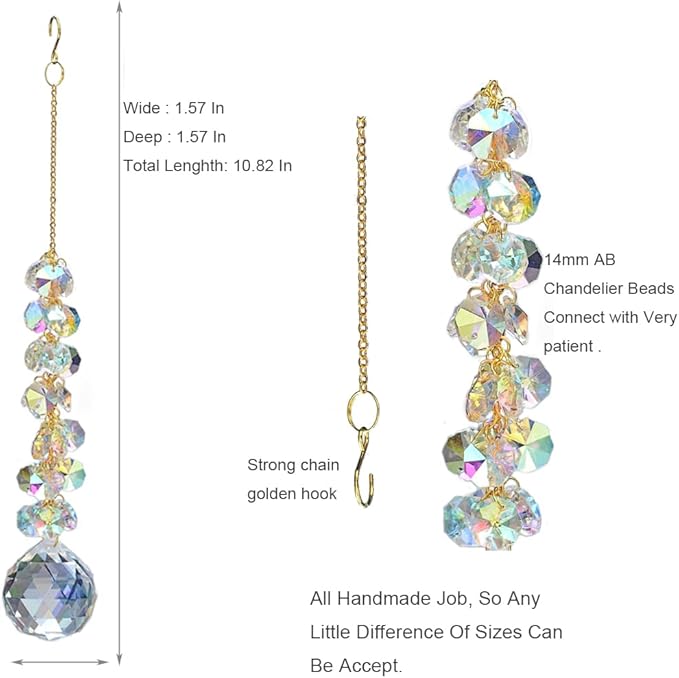 suncatchers for Windows Hanging Prism, 40mm auraro Crystal Suncatcher with Crystals Chandelier Beads, Hanging Crystal for car, Ceiling,Wedding, Party,MOM Daughter Gift(2 pcs)