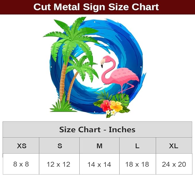 MeMate Flamingo House Metal Sign, Personalized Name Outdoor Sign, Flamingo House Outdoor Decor for Porch Deck Backyard Patio Pool, 8 to 24 inches