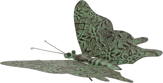 Melrose International Iron Butterfly Garden Decor - Distressed Metal Wall Art & Outdoor Accent Green