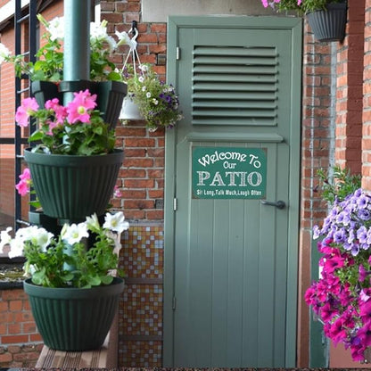 YOYI ART Patio Signs and Decor Outdoor - Welcome to Our Patio Sign, Metal Vintage Tin Signs for Patio, Outside, Front Yard, Garden, Front Door and Backyard Wall Decor Art Gift, 12 x 8 inch