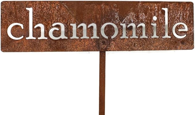 Classic Metal Garden Markers 19 Inches Tall (chamomile, Naturally Rusted)