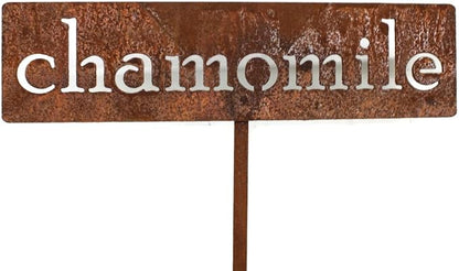 Classic Metal Garden Markers 19 Inches Tall (chamomile, Naturally Rusted)