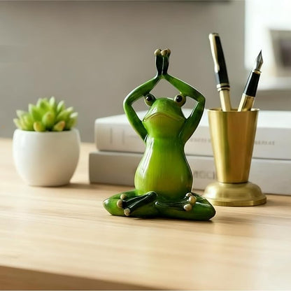 Cute Statues Frog Statue Outdoor Garden Sculptures for Yard Lawn Resin Animal Figurines Yoga Art Backyard Decor(Seated)
