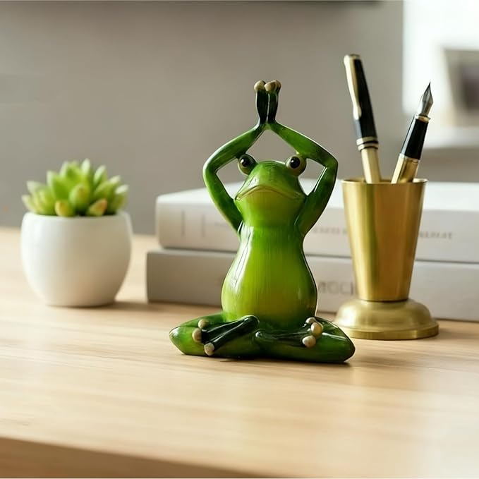 Garden Decor Frog Statue Outdoor Garden Sculptures for Yard Lawn Resin Animal Figurines Yoga Art Gardening Gifts(Seated)