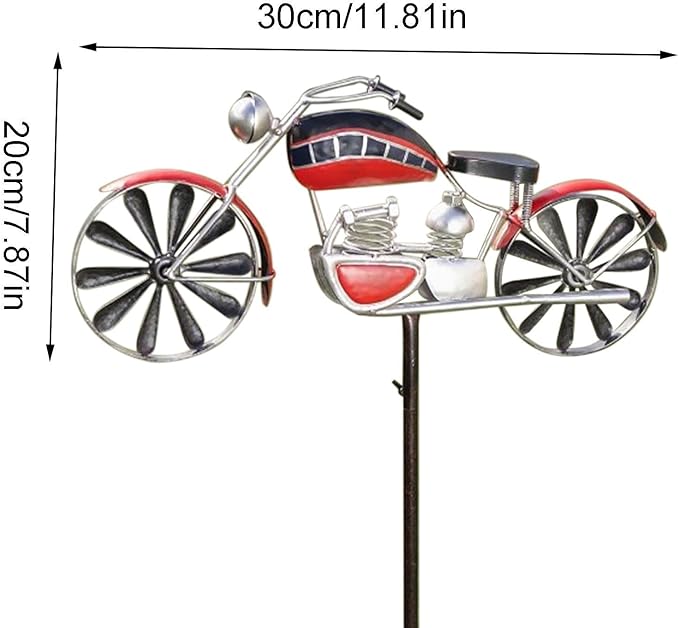 Vintage Motorcycle Metal Wind Spinner, Metal Windmill Garden Stake, Motorcycle Wind Sculptures, Kinetic Wind Spinners Outdoor, Wind Spinners for Yard and Garden Decor
